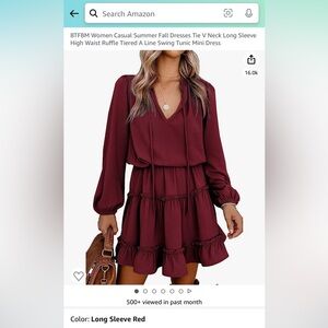 Women’s, long sleeve, red, fall dress